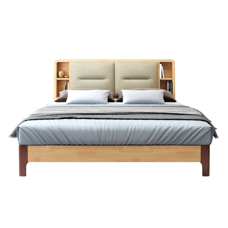 Scandinavian Solid Wood Storage with Rectangular Headboard Bed Frame