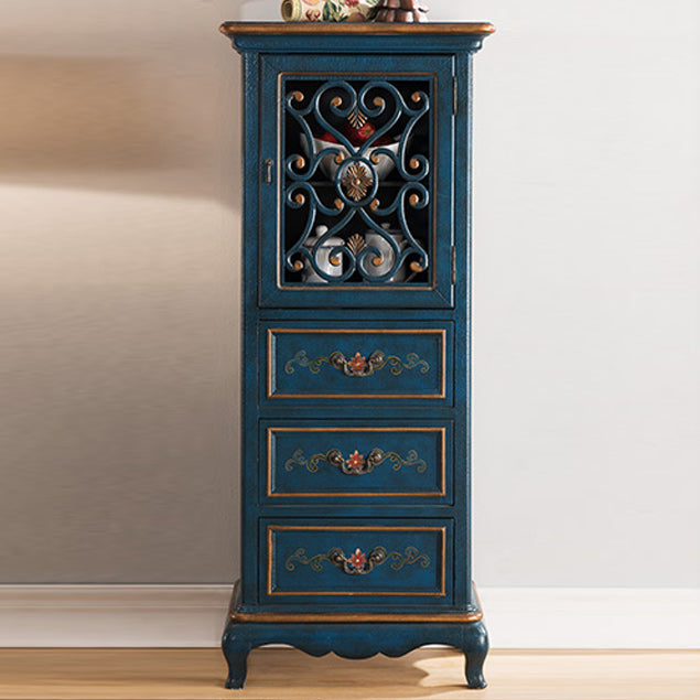 Industrial Rectangle Accent Cabinet with 3 Drawers Distressed Finish Cabinet