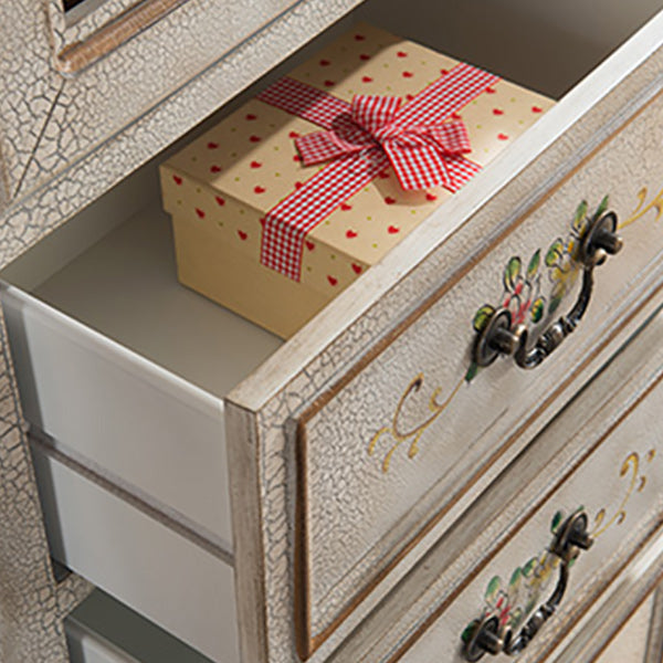 Industrial Rectangle Accent Cabinet with 3 Drawers Distressed Finish Cabinet