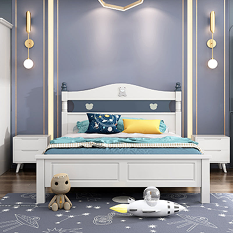 Scandinavian Solid Wood Mattress Included with Headboard Camelback Panel Bed Frame