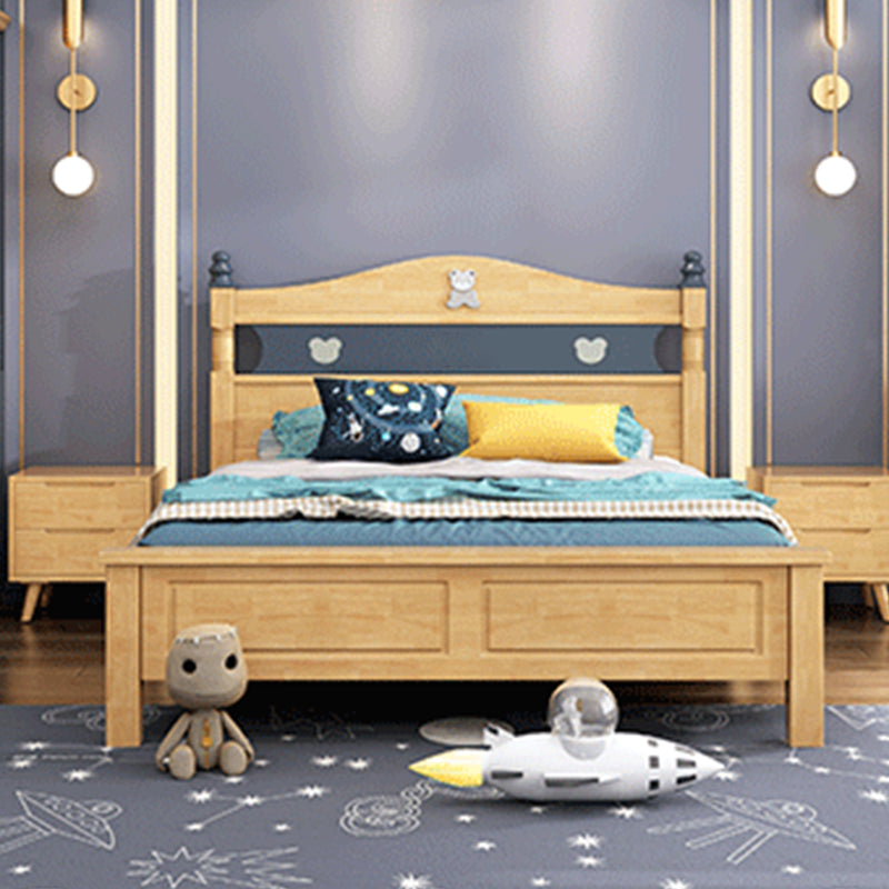 Scandinavian Solid Wood Mattress Included with Headboard Camelback Panel Bed Frame