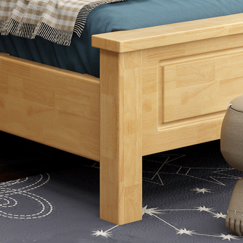 Scandinavian Solid Wood Mattress Included with Headboard Camelback Panel Bed Frame