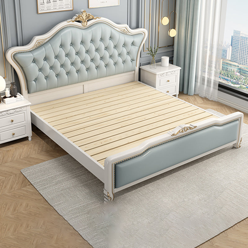 Glam Pine Wood Mattress Included with Headboard Camelback Panel Bed Frame