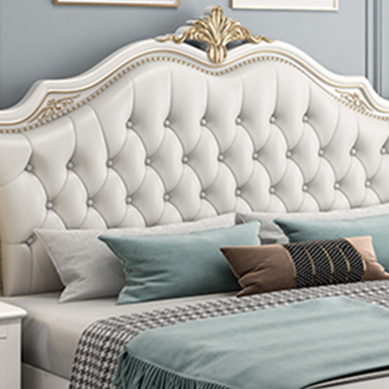 Glam Pine Wood Mattress Included with Headboard Camelback Panel Bed Frame