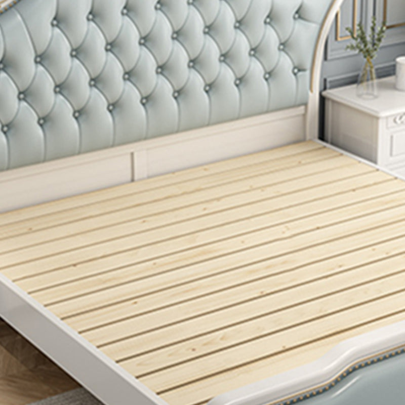 Glam Pine Wood Mattress Included with Headboard Camelback Panel Bed Frame
