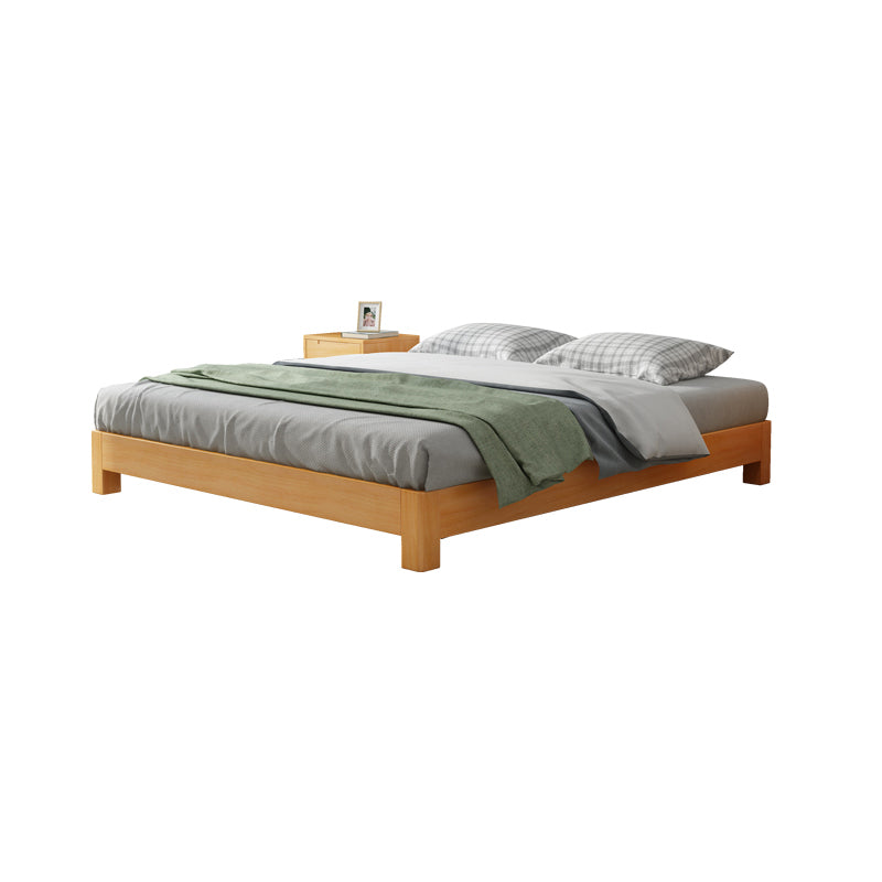 Modern Natural Wood Panel Bed Minimalist Low Profile Rectangular Bed