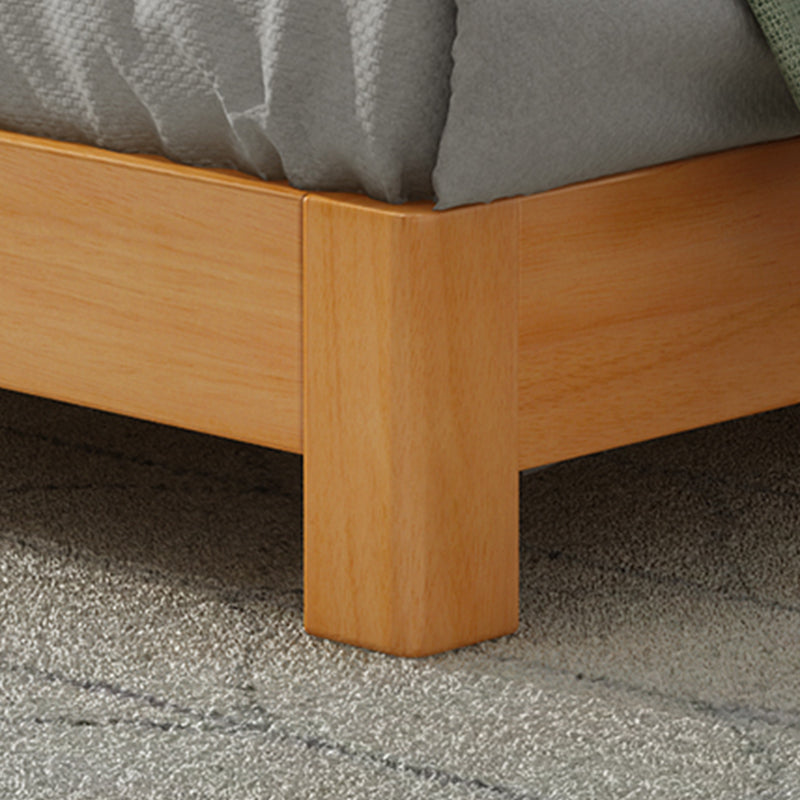 Modern Natural Wood Panel Bed Minimalist Low Profile Rectangular Bed
