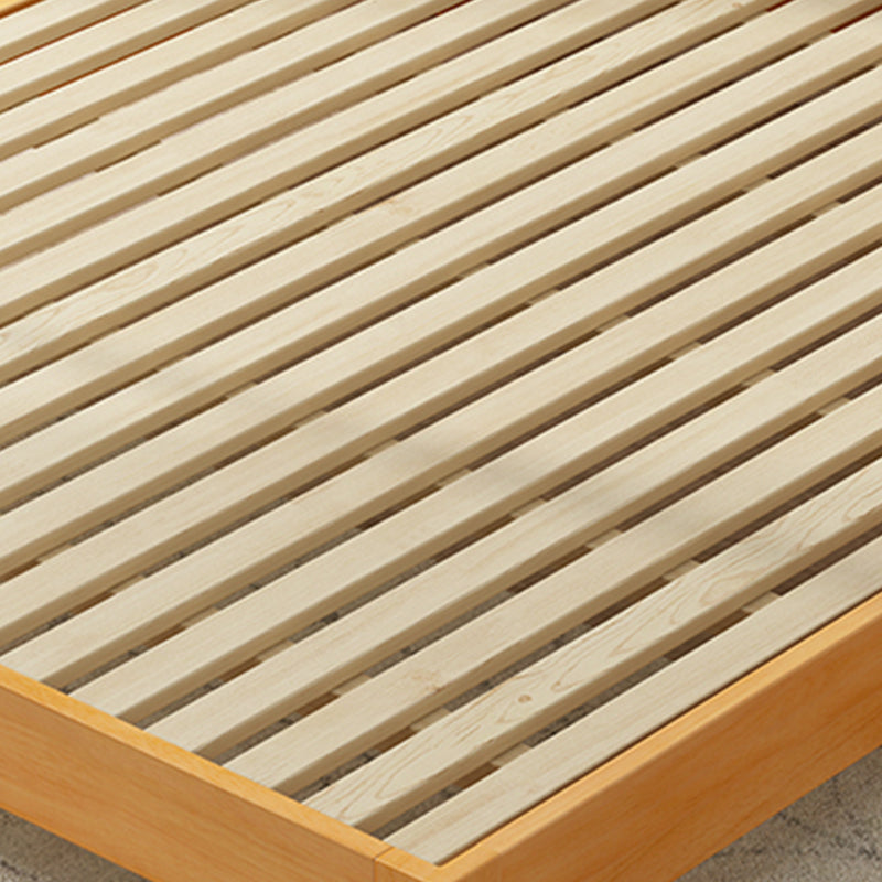 Modern Natural Wood Panel Bed Minimalist Low Profile Rectangular Bed