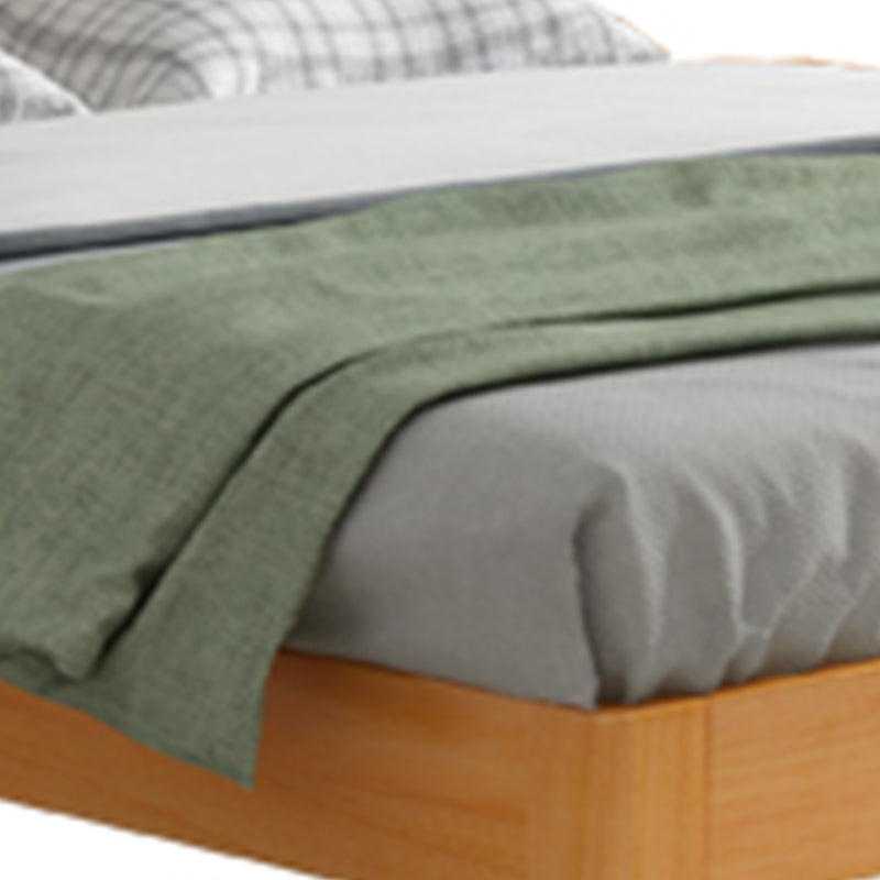 Modern Natural Wood Panel Bed Minimalist Low Profile Rectangular Bed