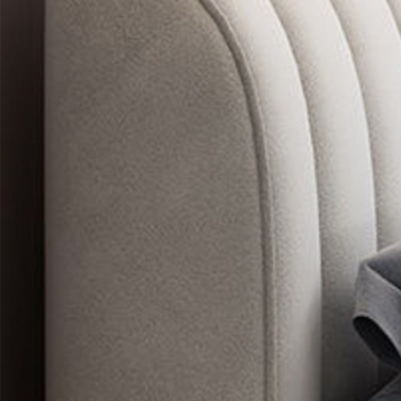 Glam wood Bed Frame Faux Leather Standard Bed with Upholstered Headboard for Bedroom