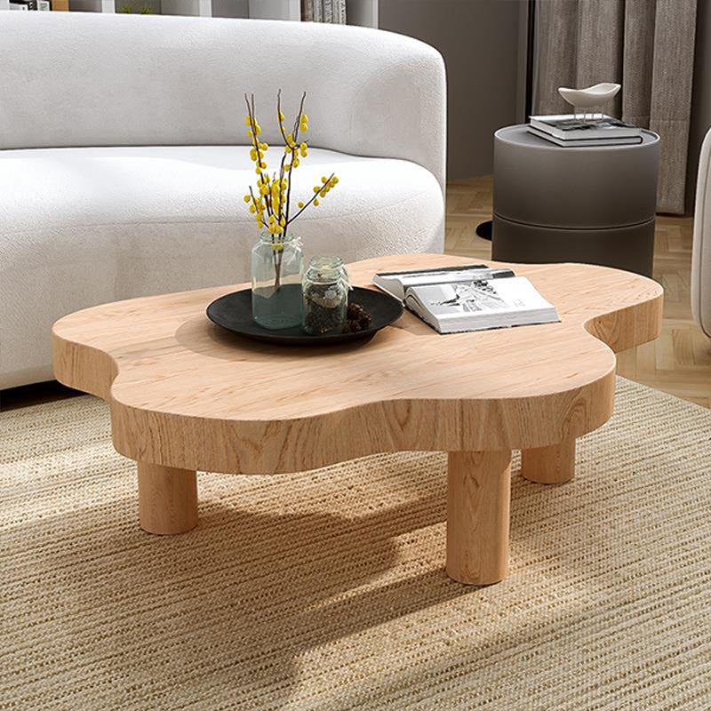 Solid Wood Cloud-Shaped Coffee Table Nordic 3 Legs Cocktail Table