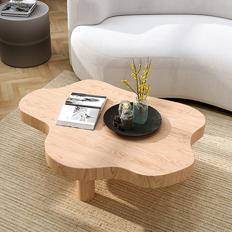 Solid Wood Cloud-Shaped Coffee Table Nordic 3 Legs Cocktail Table