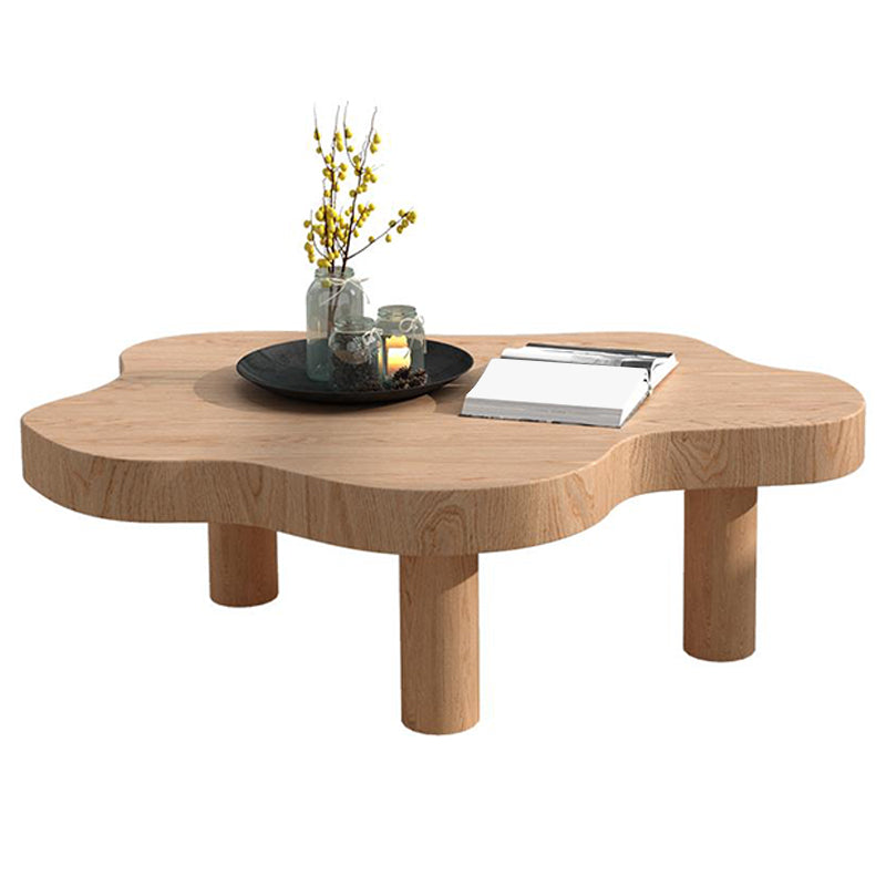Solid Wood Cloud-Shaped Coffee Table Nordic 3 Legs Cocktail Table