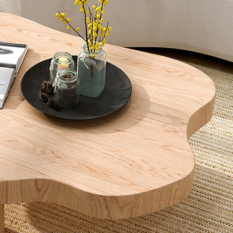 Solid Wood Cloud-Shaped Coffee Table Nordic 3 Legs Cocktail Table