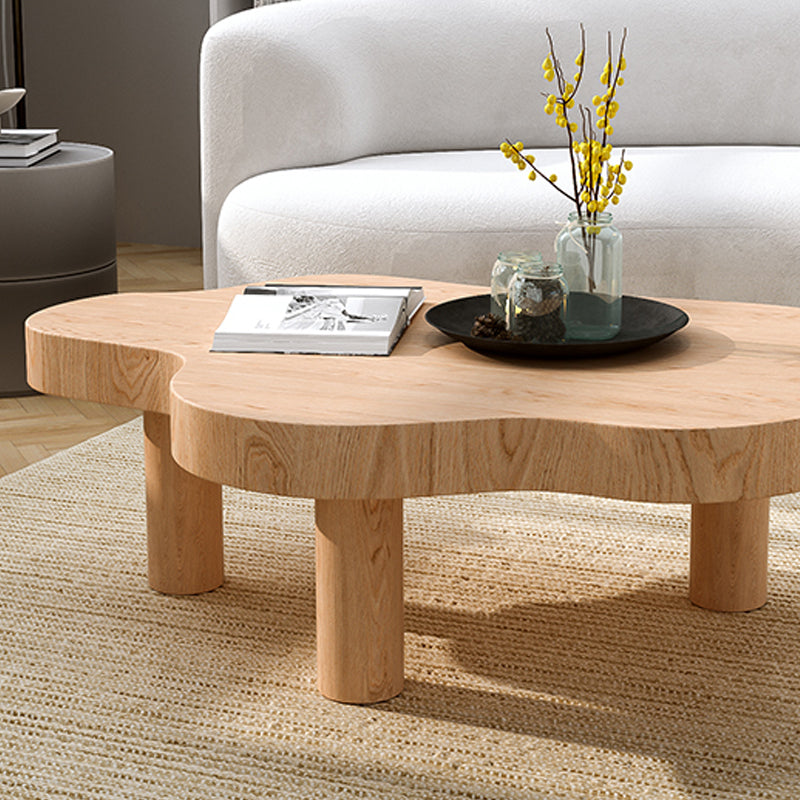 Solid Wood Cloud-Shaped Coffee Table Nordic 3 Legs Cocktail Table