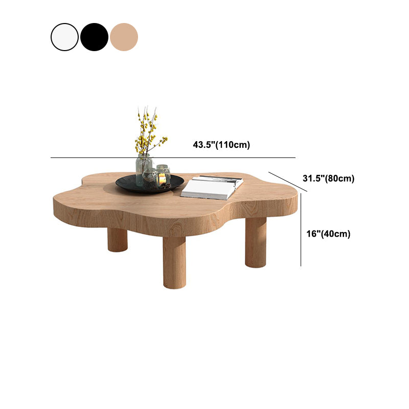 Solid Wood Cloud-Shaped Coffee Table Nordic 3 Legs Cocktail Table