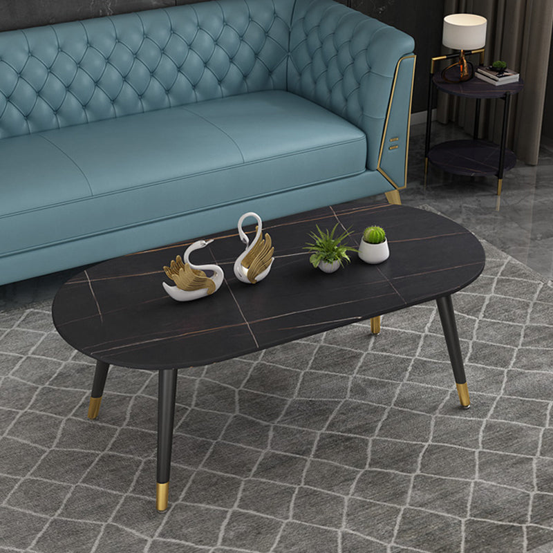 Elliptical Stone Top Cocktail Table 4 Legs 1 Single Coffee Table