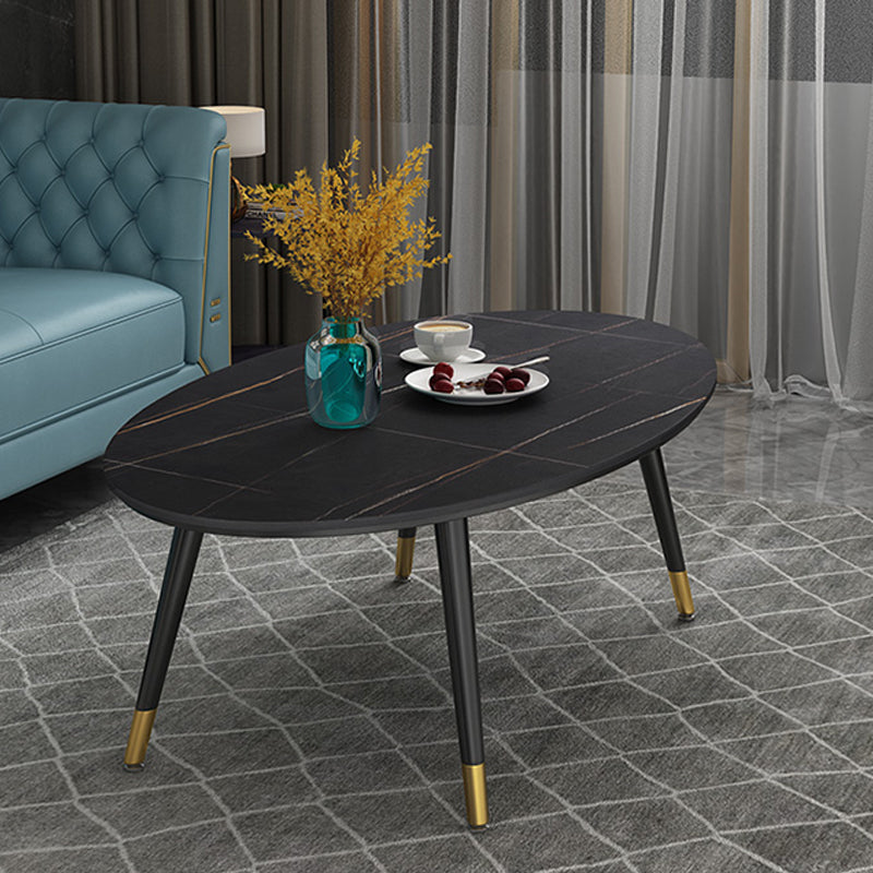 Elliptical Stone Top Cocktail Table 4 Legs 1 Single Coffee Table