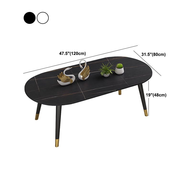 Elliptical Stone Top Cocktail Table 4 Legs 1 Single Coffee Table