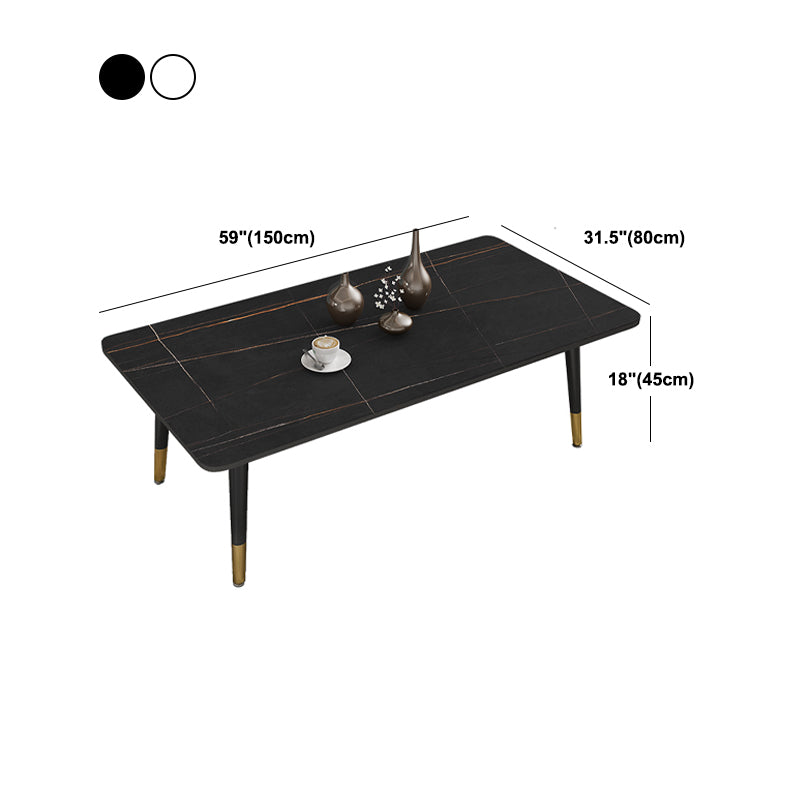 17.72" H Simple Stone Coffee Table Glam Rectangular Cocktail Table