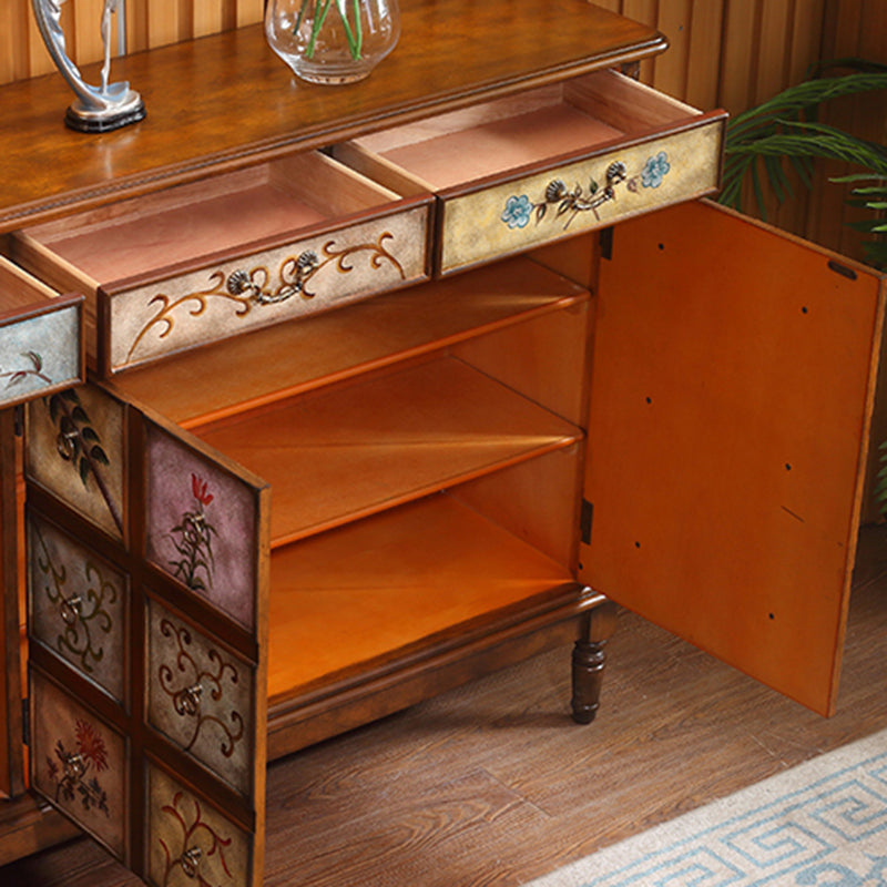 Rectangle Industrial Accent Cabinet Wood Knobs Cabinet with Drawer
