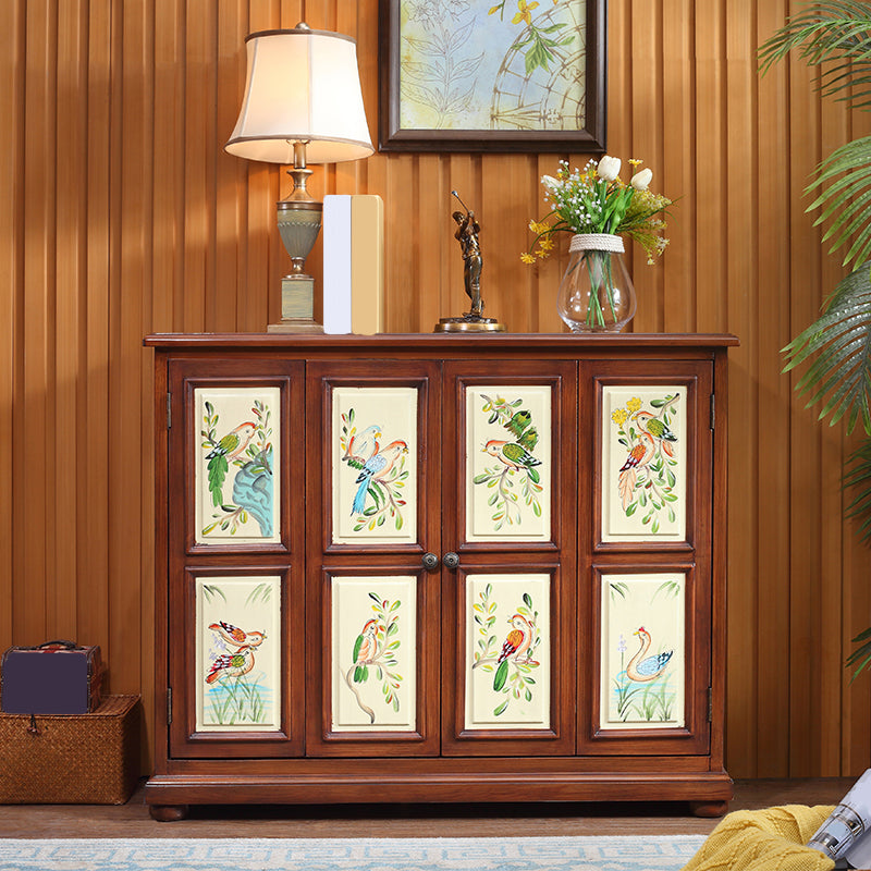 Industrial Rectangle Accent Cabinet Wood Knobs Cabinet with Doors
