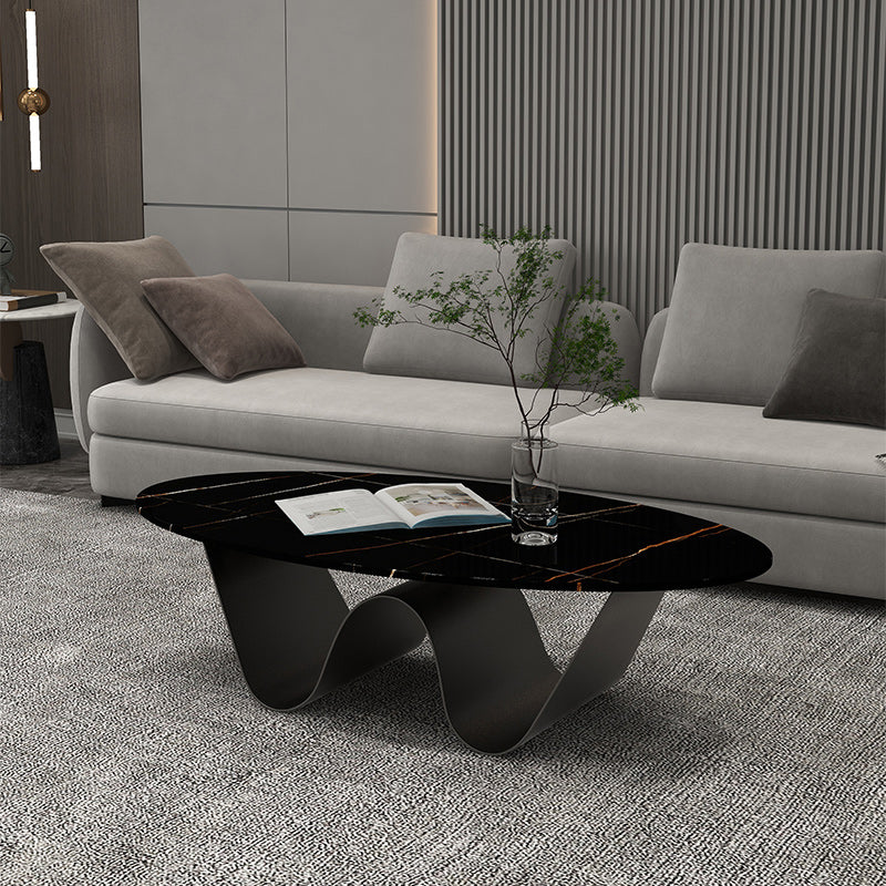 Glam Abstracts Cocktail Table Oval Coffee Cocktail Table for Home