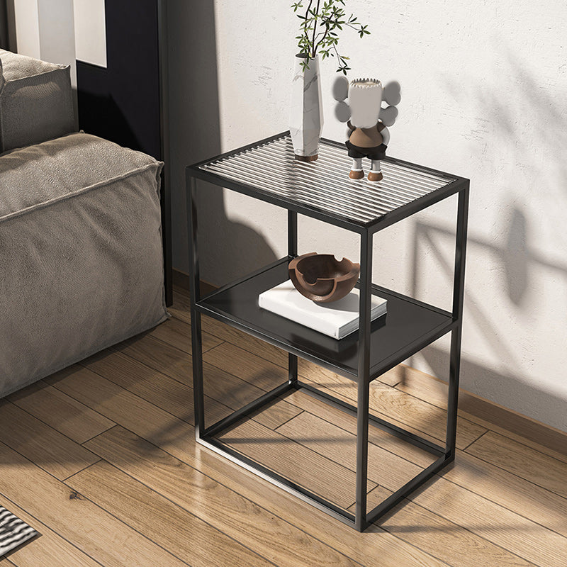 Modern Frame Coffee Cocktail Table Rectangular Glass Top Cocktail Table