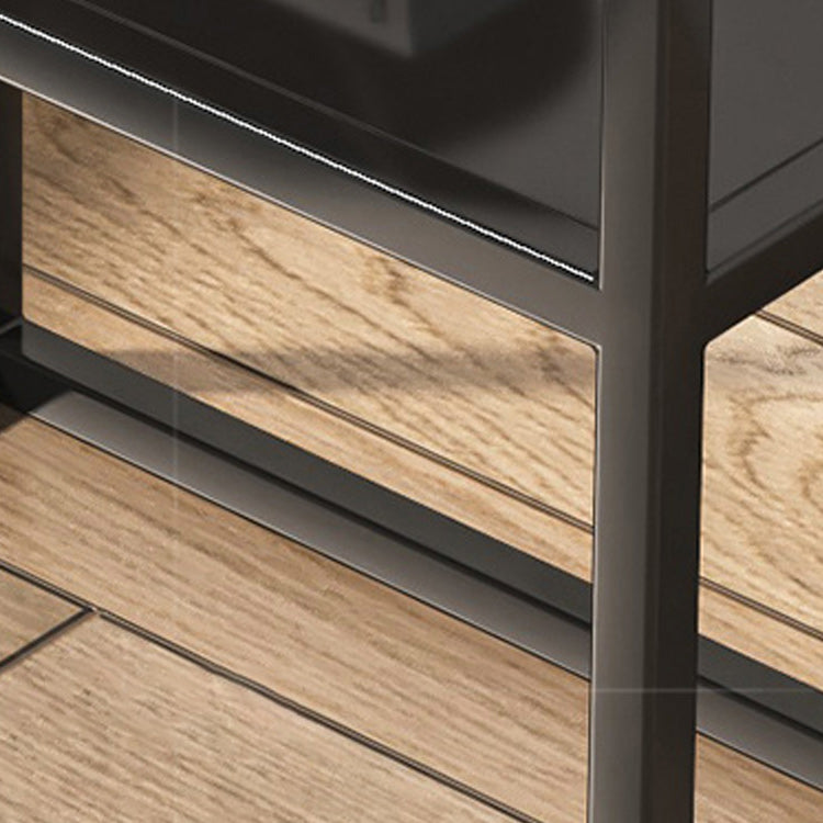 Modern Frame Coffee Cocktail Table Rectangular Glass Top Cocktail Table