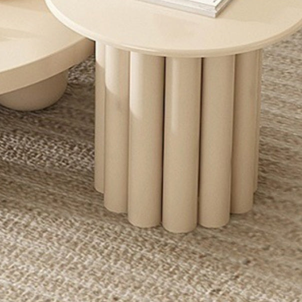 Contemporary Round Bunching Tables with Solid Wood Base Coffee Table