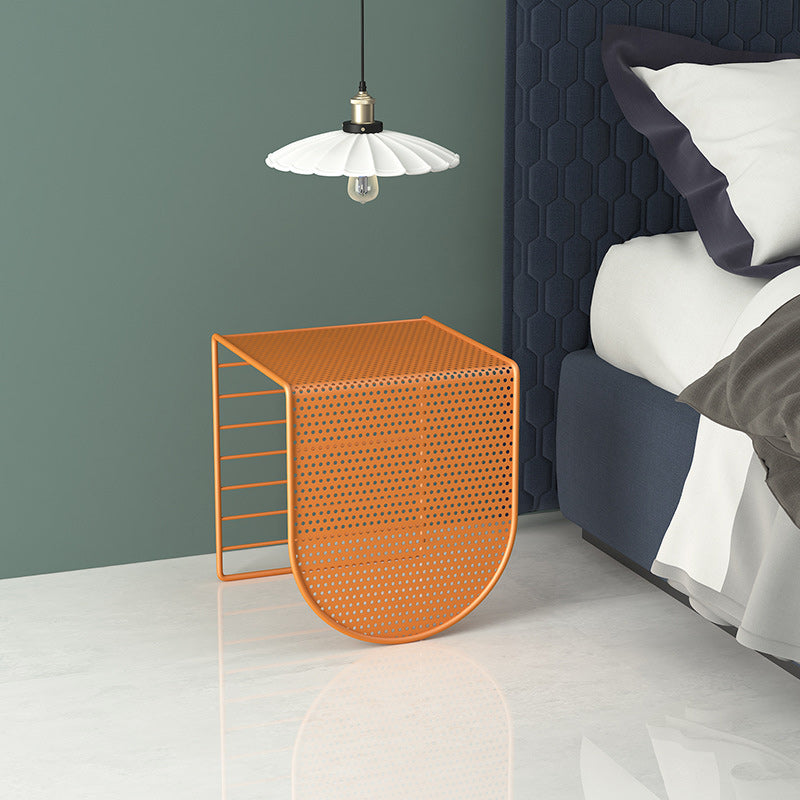 Mid-Century Modern Square Coffee Table with Iron Top and Iron Base