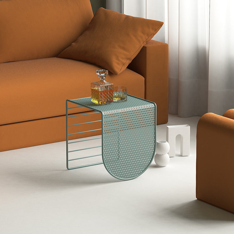 Mid-Century Modern Square Coffee Table with Iron Top and Iron Base