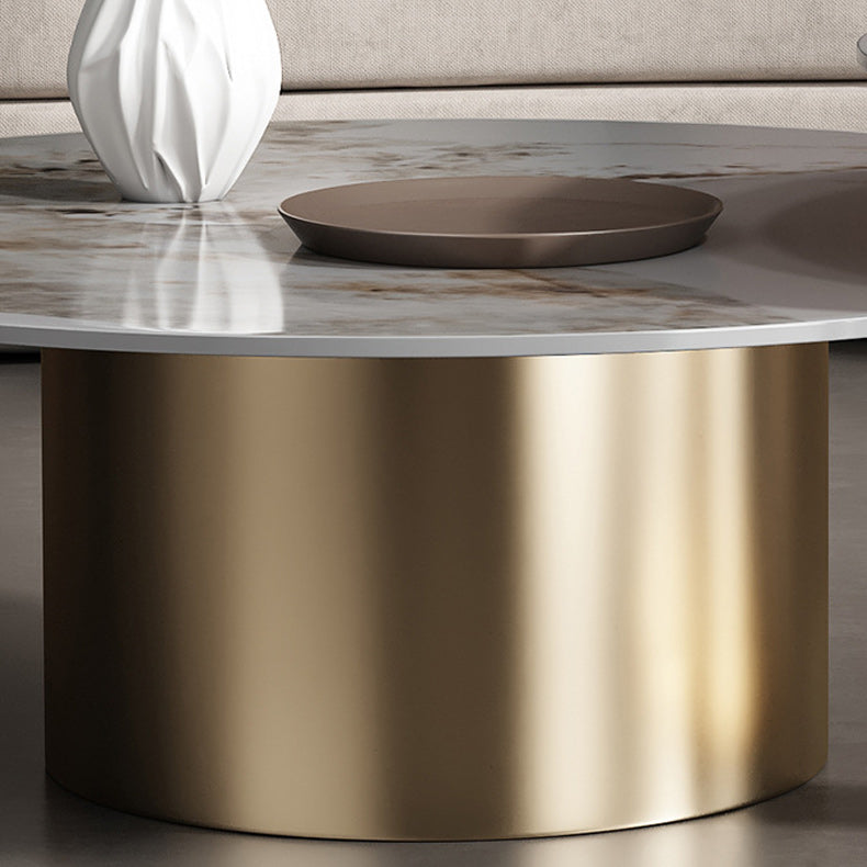 Glam Style Round Nesting Coffee Table Set with Steel Pedestal Base