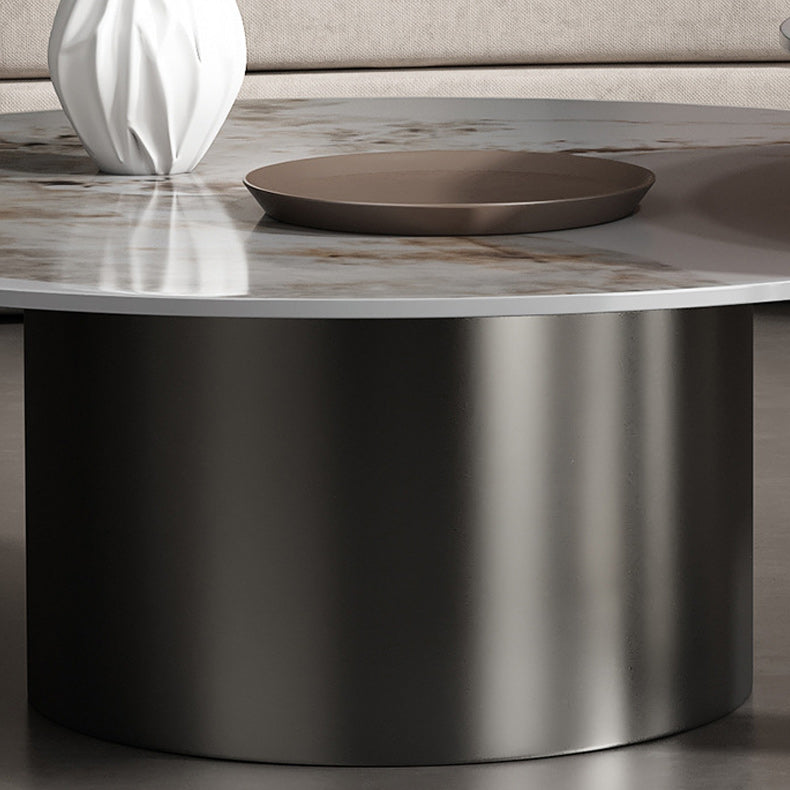 Glam Style Round Nesting Coffee Table Set with Steel Pedestal Base