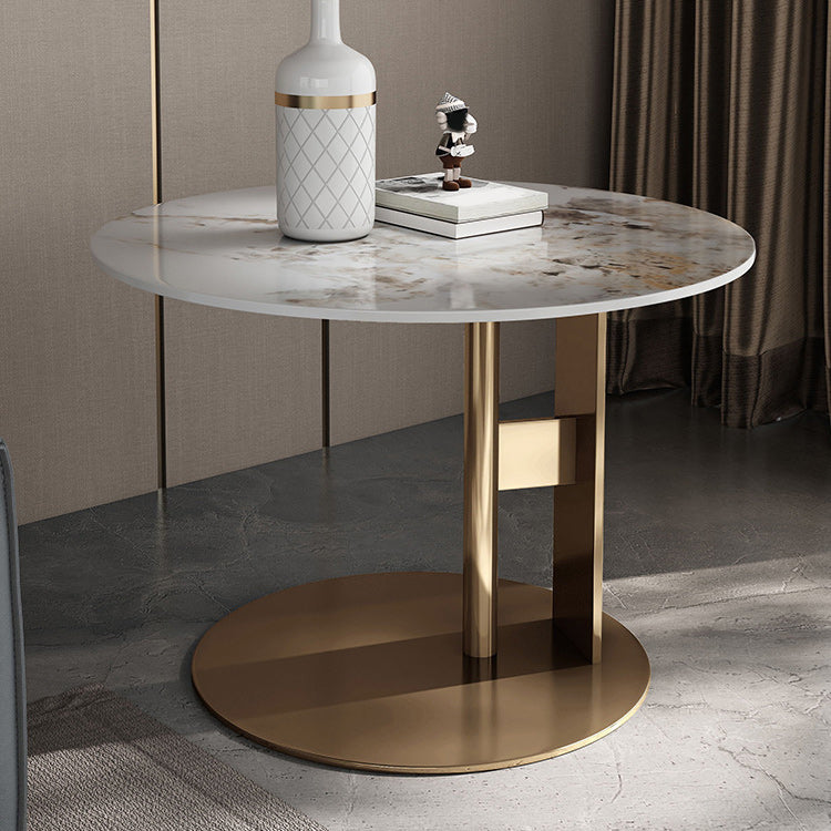 Glam Style Round Nesting Coffee Table Set with Steel Pedestal Base