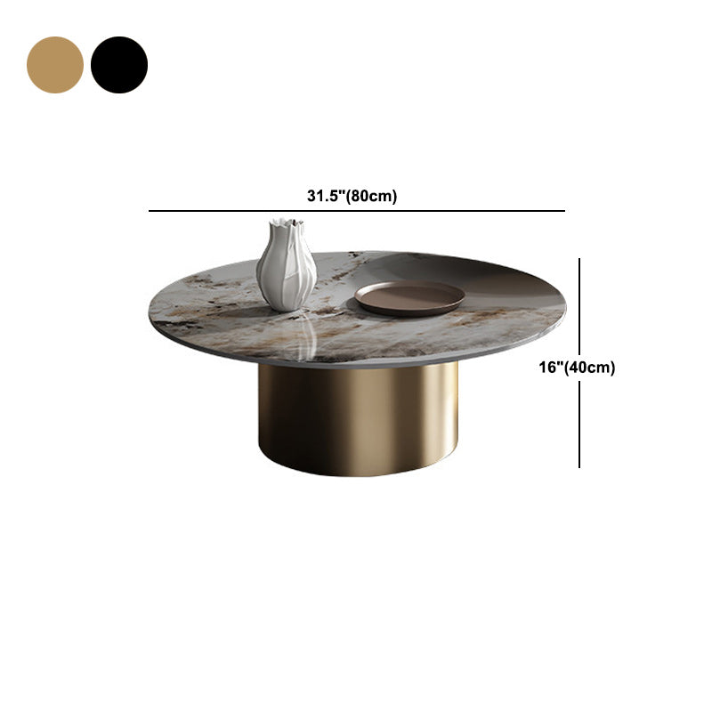 Glam Style Round Nesting Coffee Table Set with Steel Pedestal Base