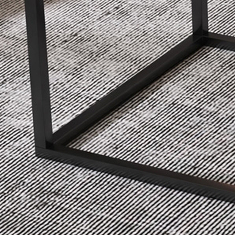 Contemporary Square Nesting Coffee Table Set with Glass Top and Iron Base