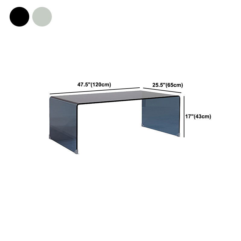 Contemporary Rectangle Glass Coffee Table with Sled Base Cocktail Table