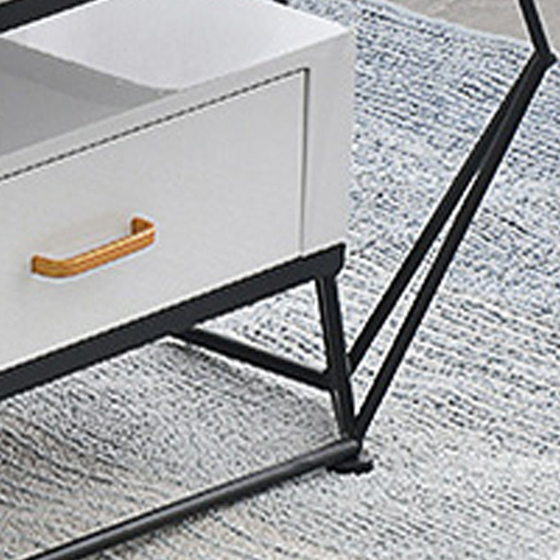 Modern Frame Coffee Cocktail Table Rectangular Glass Top Cocktail Table with Drawer