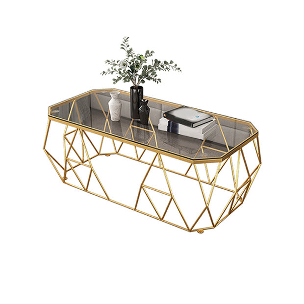 Modern Frame Cocktail Table Rectangular Glass Top Coffee Table for Living Room