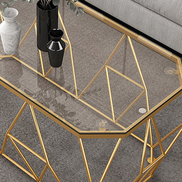Modern Frame Cocktail Table Rectangular Glass Top Coffee Table for Living Room