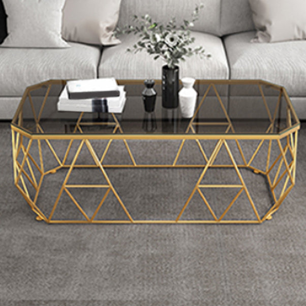 Modern Frame Cocktail Table Rectangular Glass Top Coffee Table for Living Room