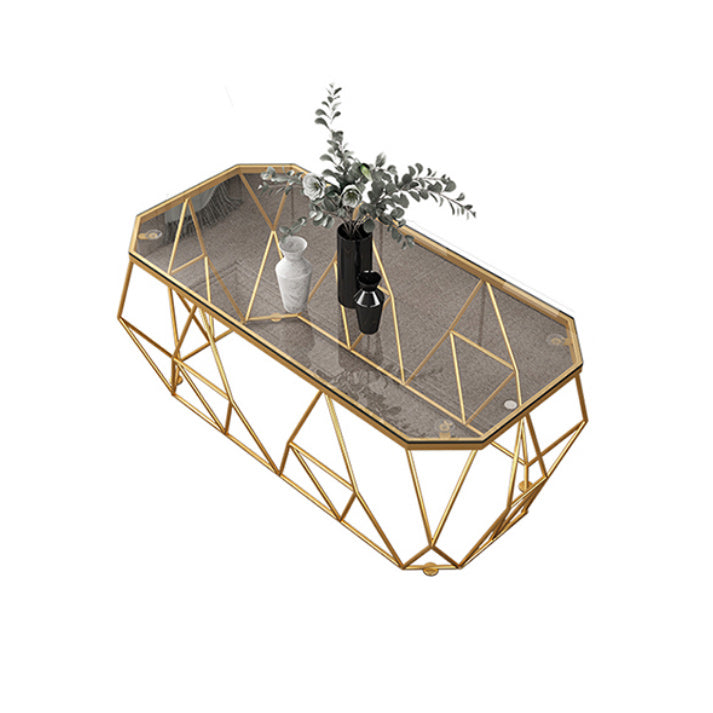 Modern Frame Cocktail Table Rectangular Glass Top Coffee Table for Living Room