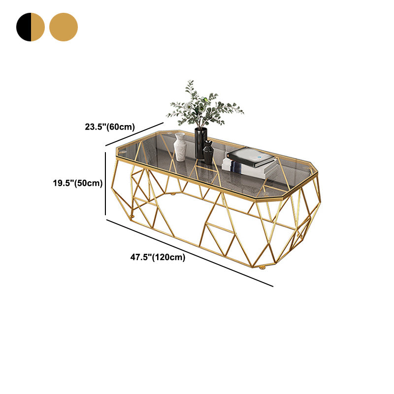 Modern Frame Cocktail Table Rectangular Glass Top Coffee Table for Living Room