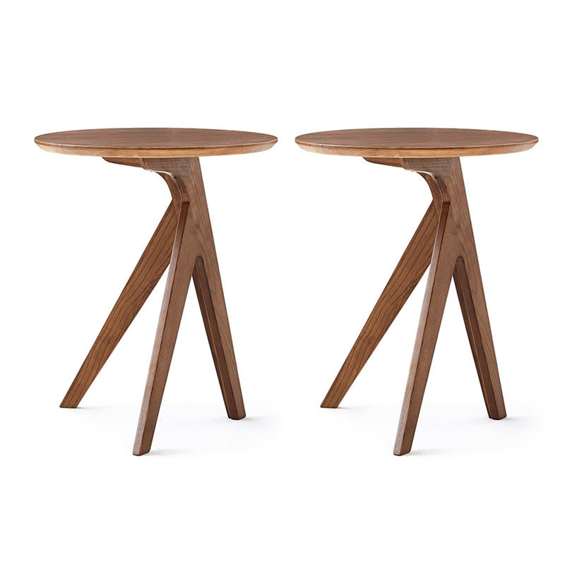 Solid Wood Round Top Side Table 23.6 " Tall 3 Legs End Table