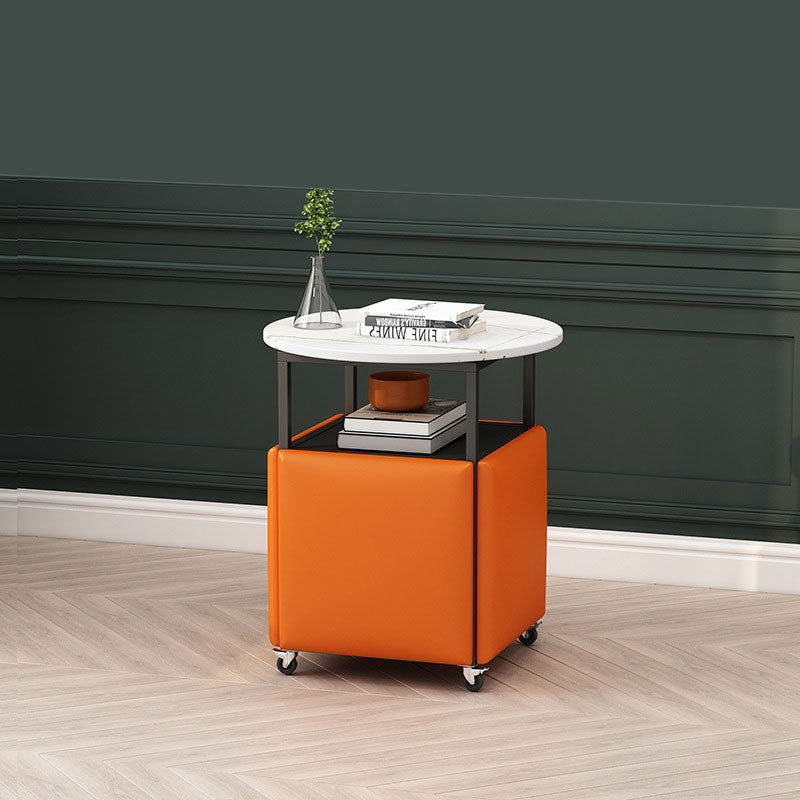 25.6" Tall Contemporary Style Side End Table Round Sofa Side Accent Table