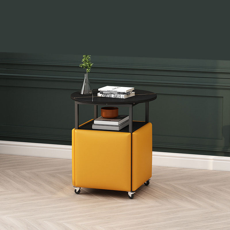 25.6" Tall Contemporary Style Side End Table Round Sofa Side Accent Table