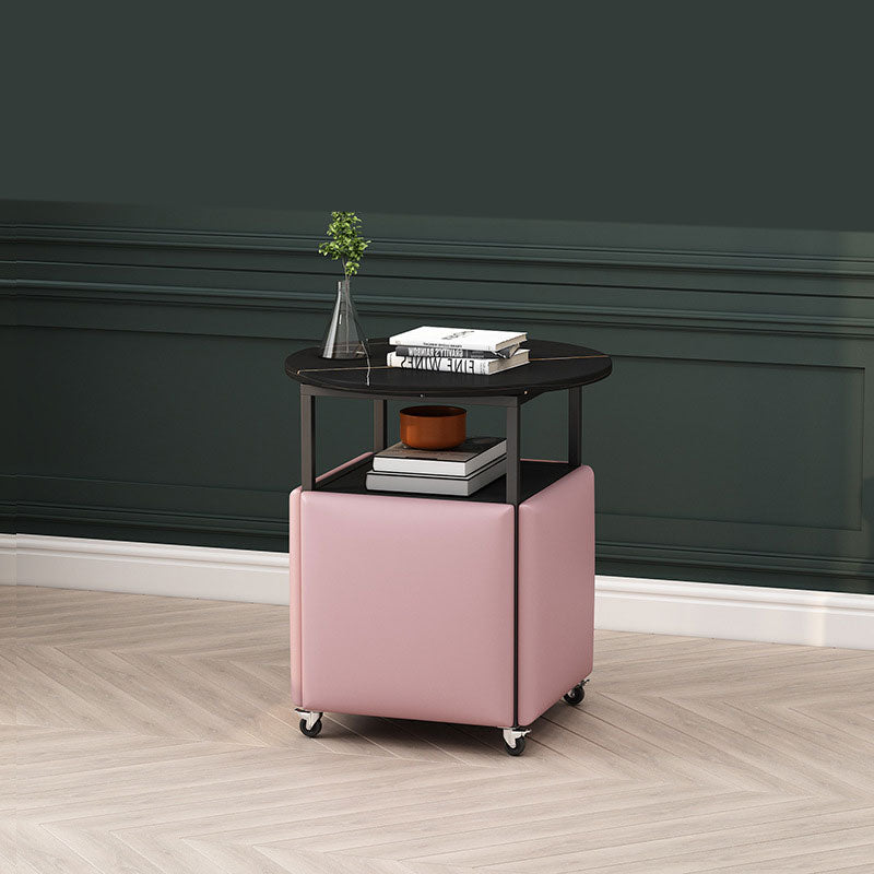 25.6" Tall Contemporary Style Side End Table Round Sofa Side Accent Table