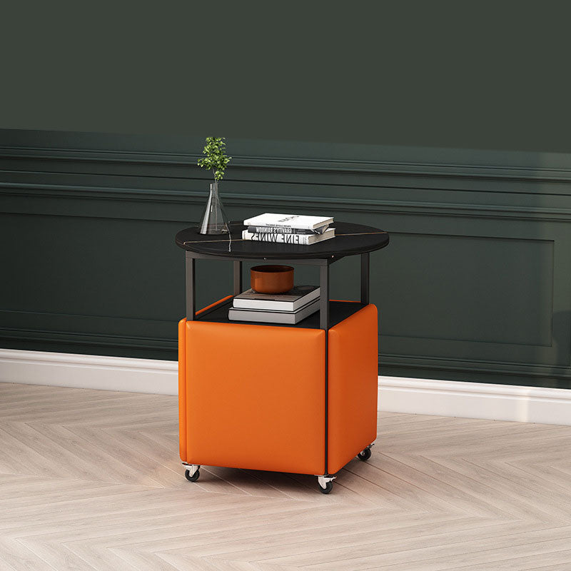 25.6" Tall Contemporary Style Side End Table Round Sofa Side Accent Table