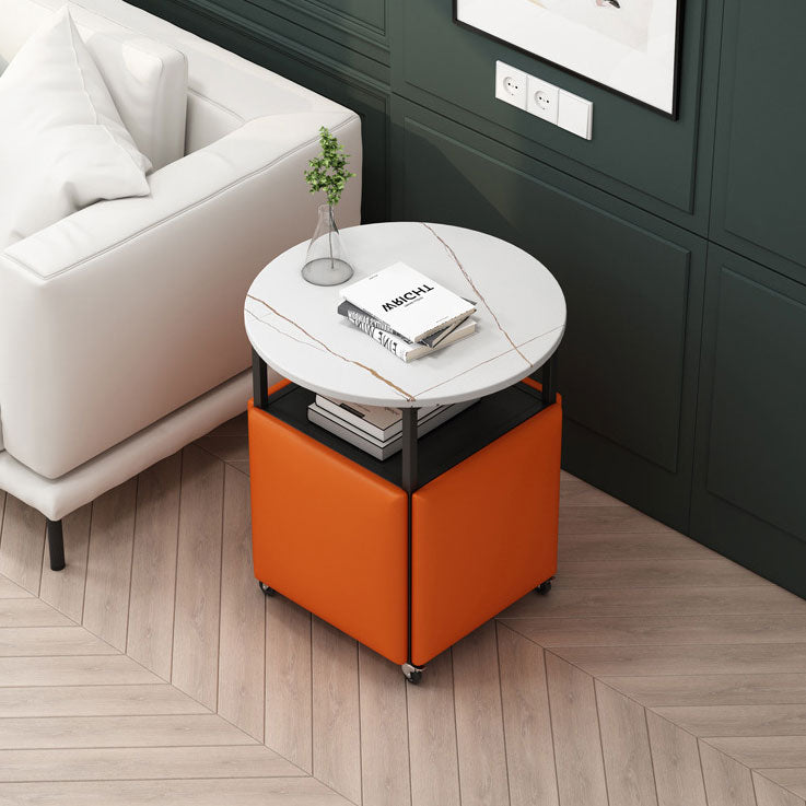 25.6" Tall Contemporary Style Side End Table Round Sofa Side Accent Table